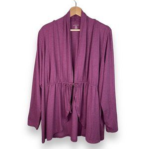 Lands’ End Tie Front Cardigan Top in Heather Mauve